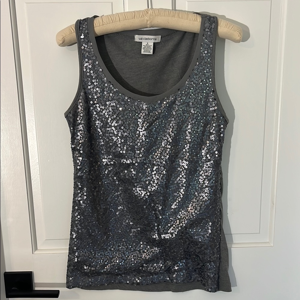 Liz Claiborne Women's Gray Sequin Tank Top